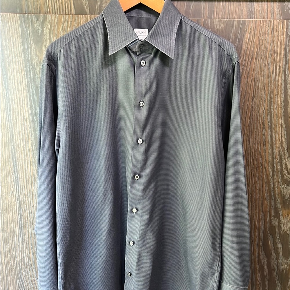 Armani Collezioni Made In Italy Men's Gray Dress Shirt, Like New, 16R